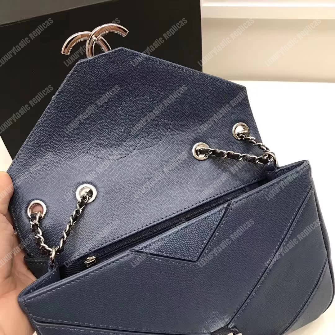 Ch*el medium flap bag blue