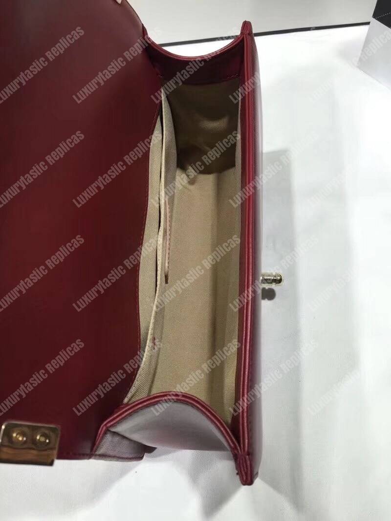 Ch*el boy handbag burgundy