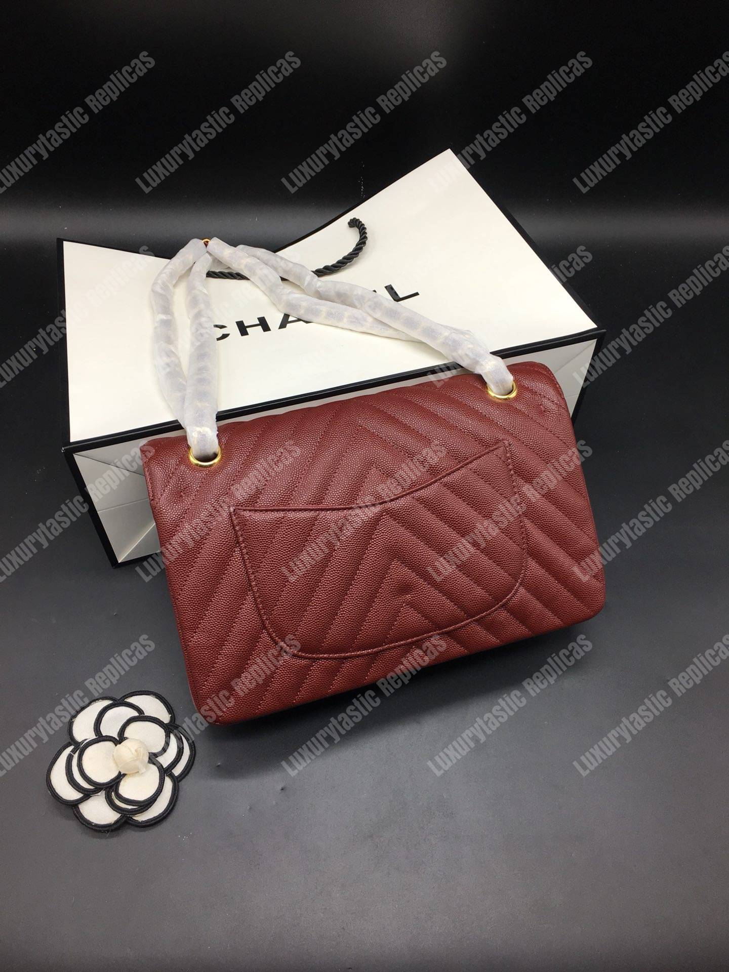 Ch*el classic medium handbag burgundy