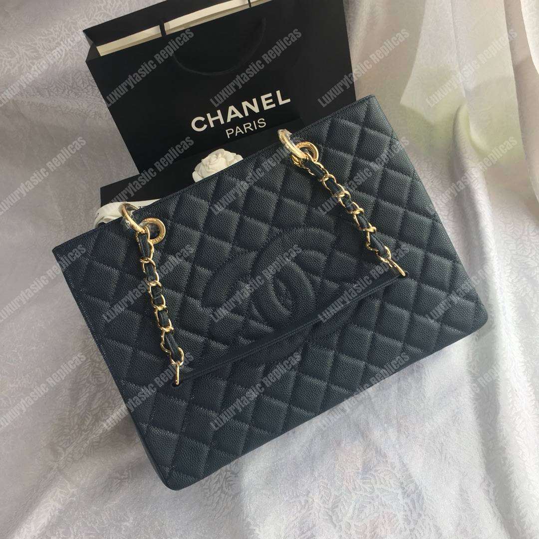 Ch*el large shopping tote dark green