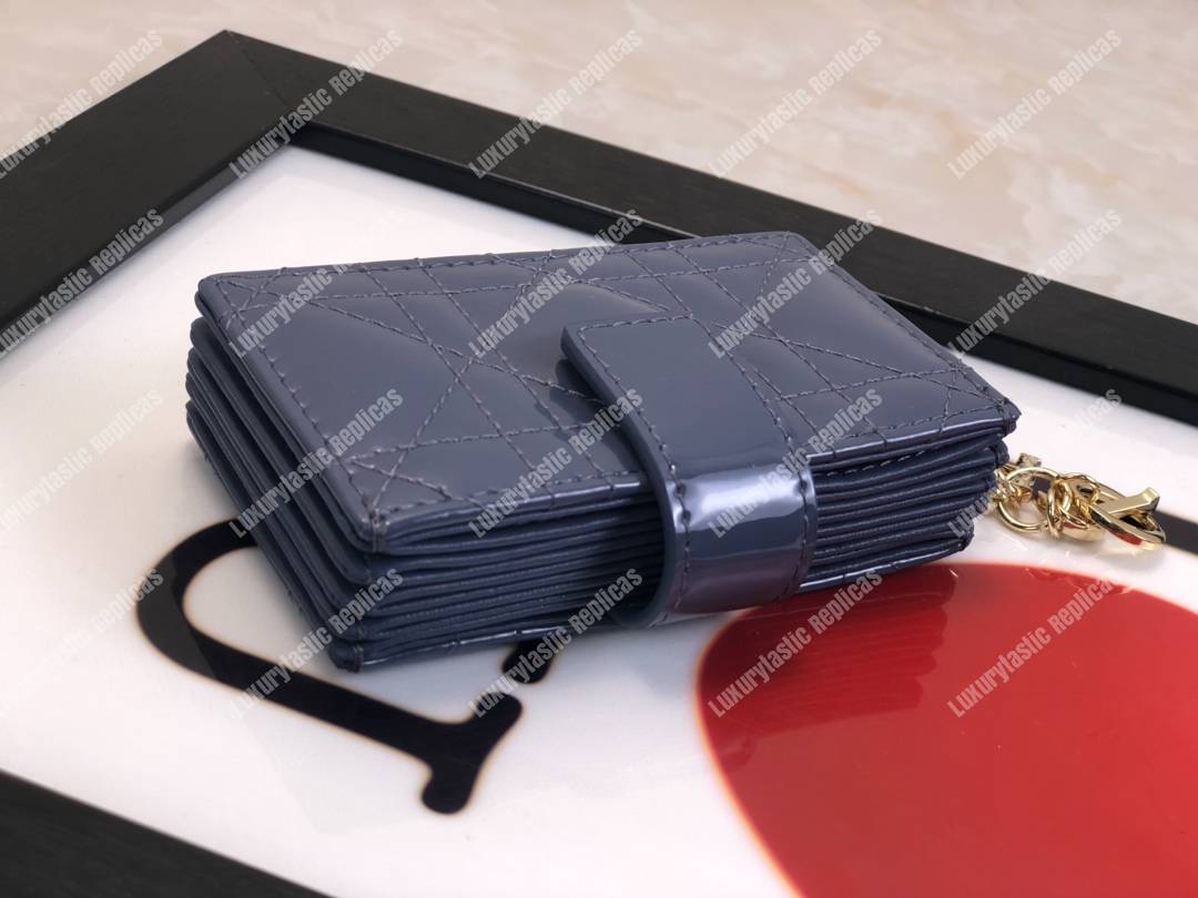 lady D*or calfskin card holder denim blue