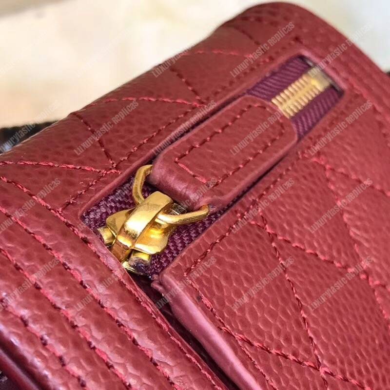 Ch*el boy small flap wallet burgundy