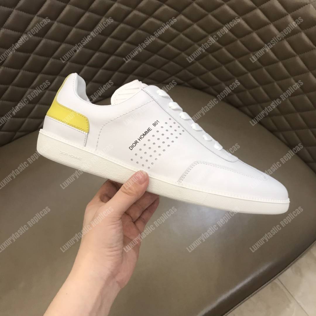 D*or “b01” sneaker white suede calfskin & white smooth calfskin