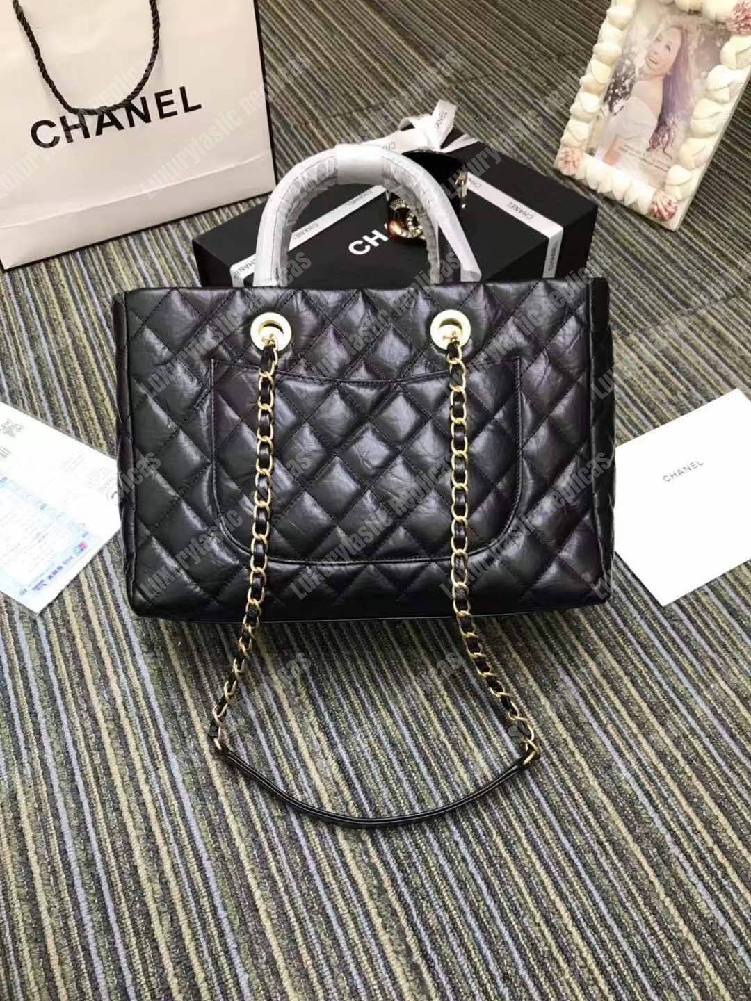 Ch*el large shopping bag black (30cm)
