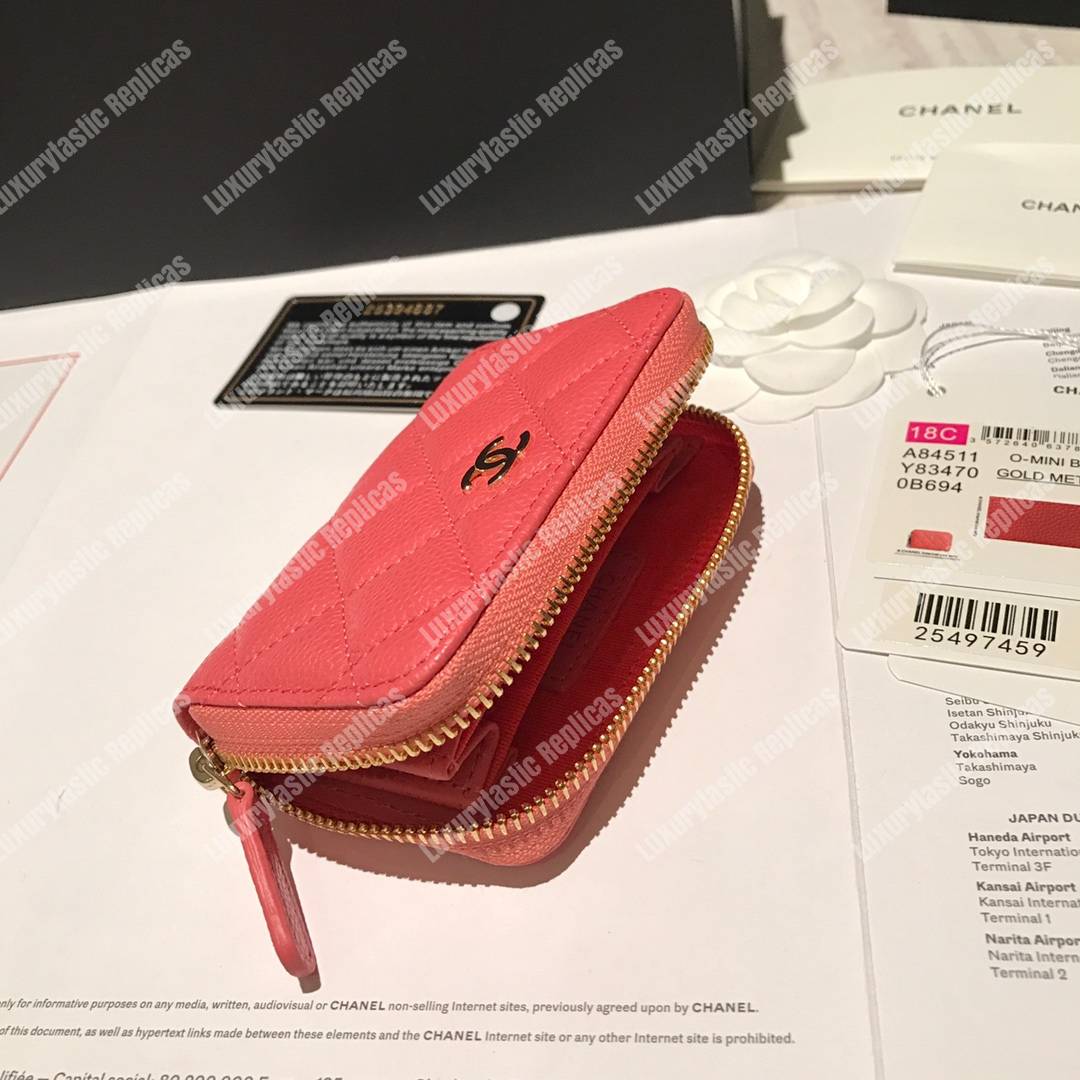Ch*el classic zipped coin purse pink