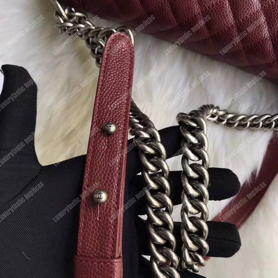 Ch*el boy medium handbag burgundy