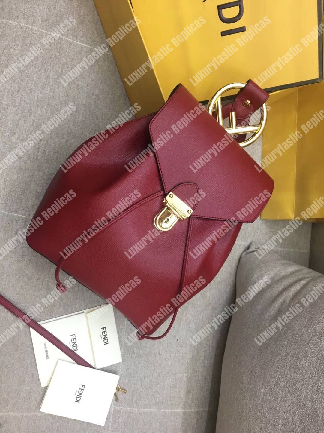 F**di red leather backpack