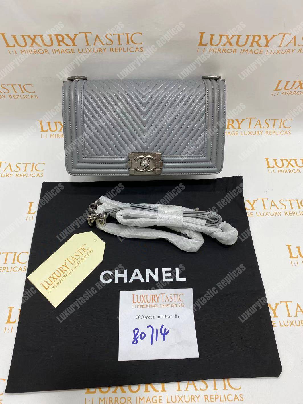 Ch*el boy handbag grey