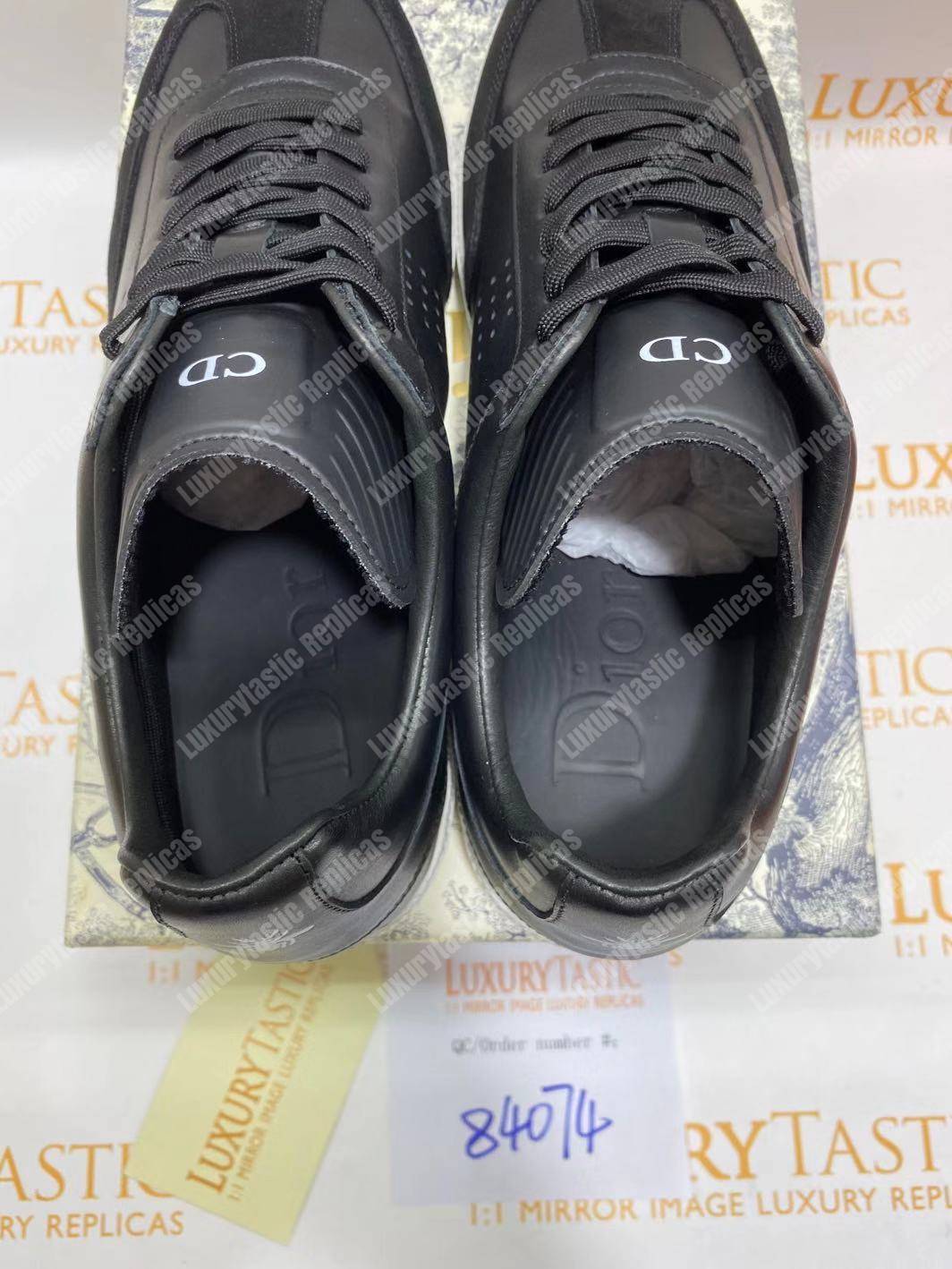 D*or “b01” sneaker black suede calfskin & black smooth calfskin