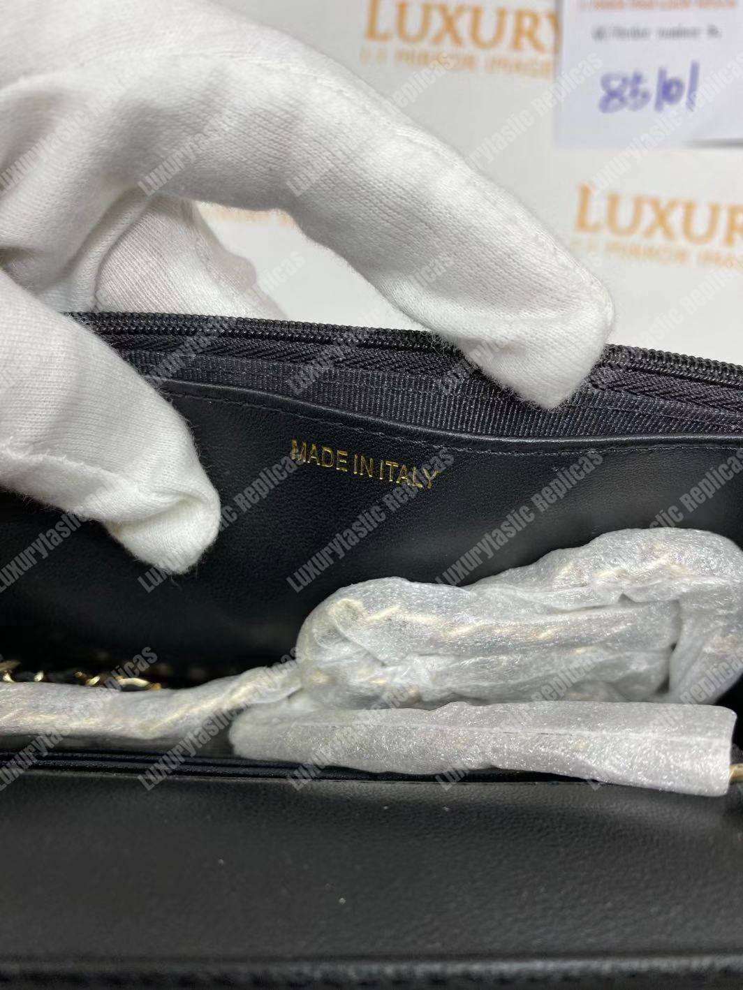 Ch*el wallet on chain lambskin