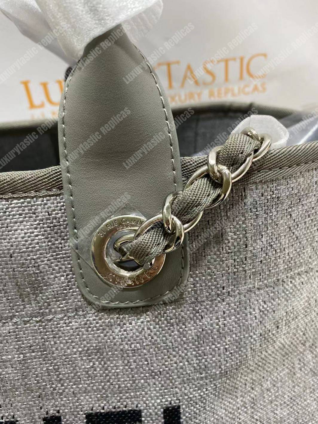 Ch*el deauville fabric tote gray