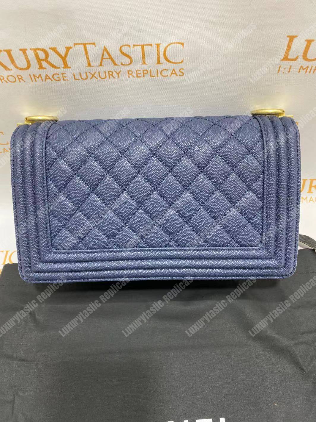 Ch*el boy medium handbag navy blue