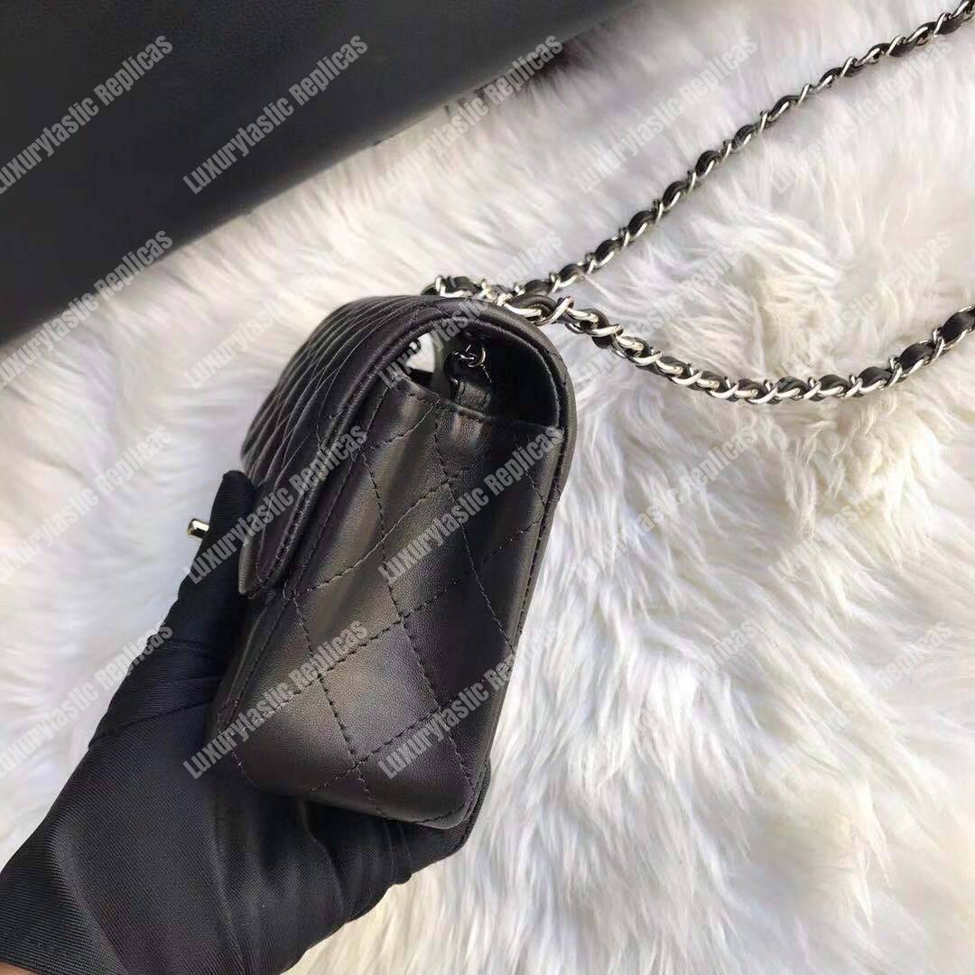 Ch*el mini flap bag black lambskin