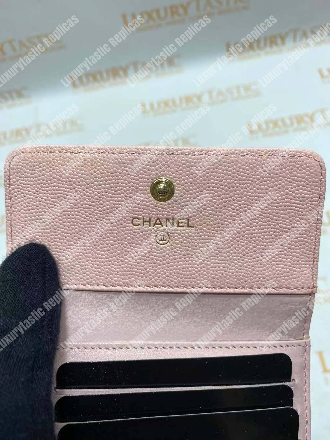 Ch*el boy small flap wallet pink