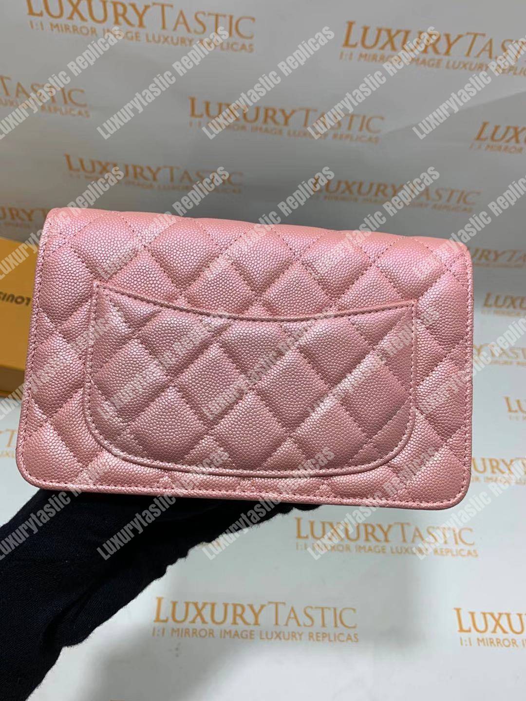 Ch*el wallet on chain – woc classic caviar silver-toned metal pink
