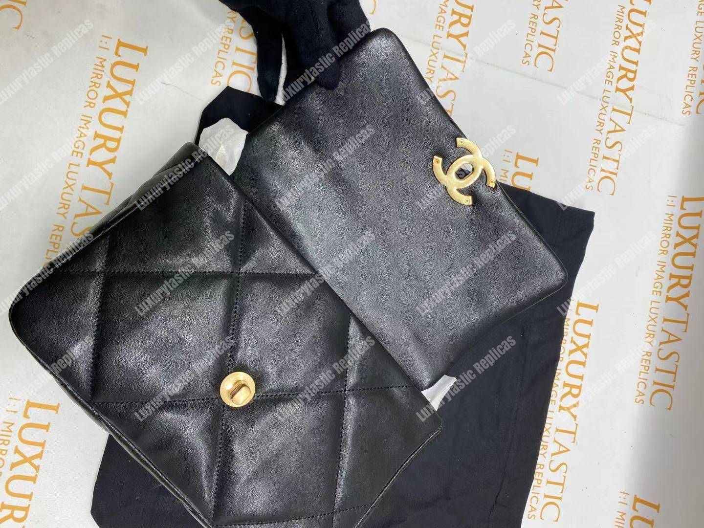 Ch*el 19 large flap bag black