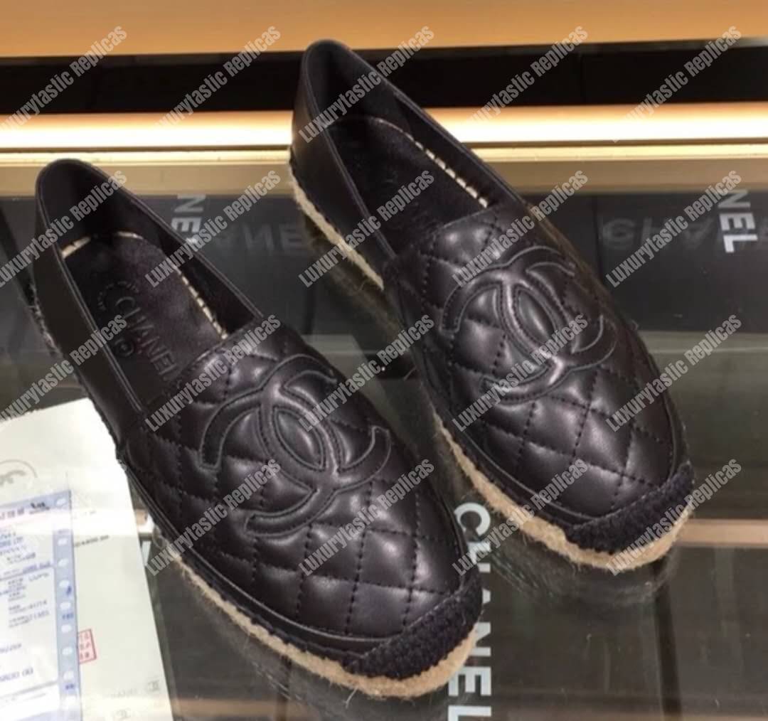 Ch*el lambskin black and white espadrilles