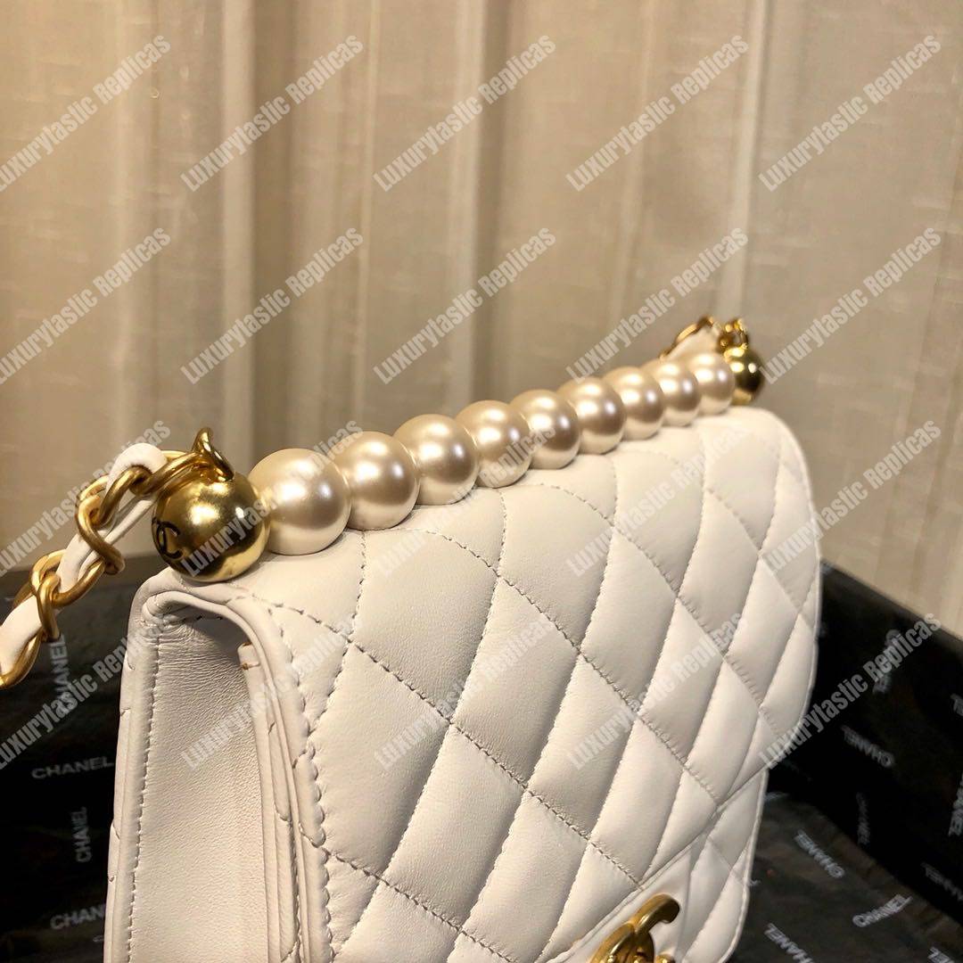 Ch*el flap bag white goatskin