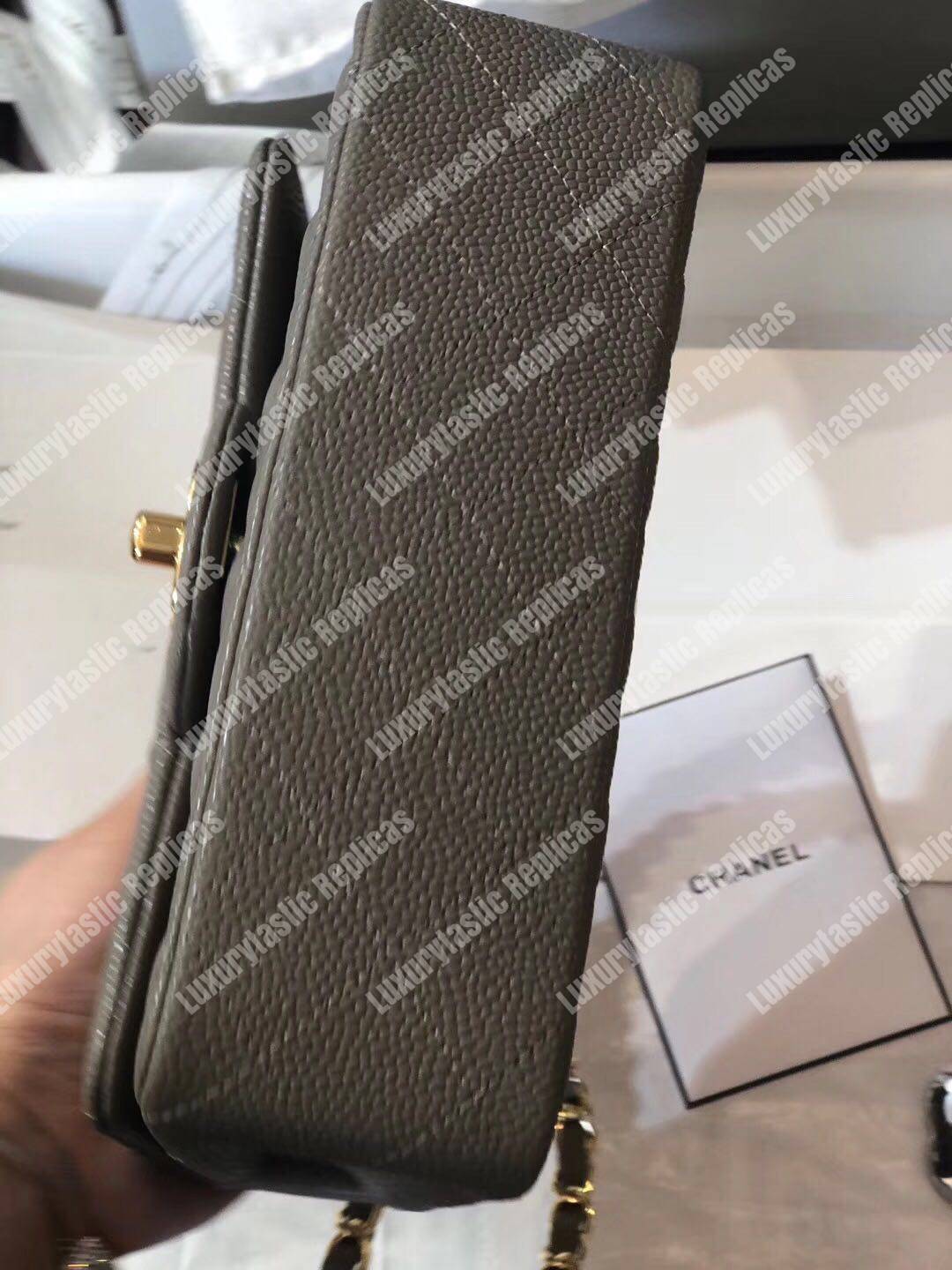Ch*el mini classic rectangle flap bag dark grey