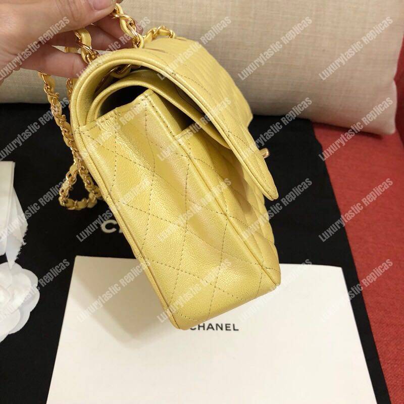 Ch*el medium classic flap bag iridescent yellow
