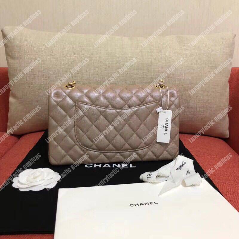 Ch*el medium classic flap bag iridescent rose gold