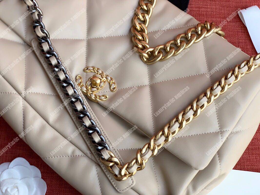Ch*el 19 maxi flap bag beige