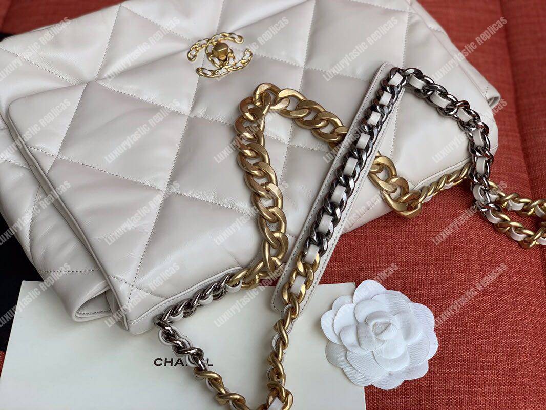 Ch*el 19 maxi flap bag light beige