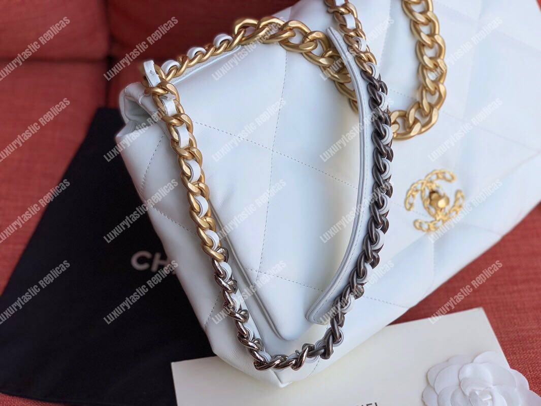Ch*el 19 maxi flap bag white