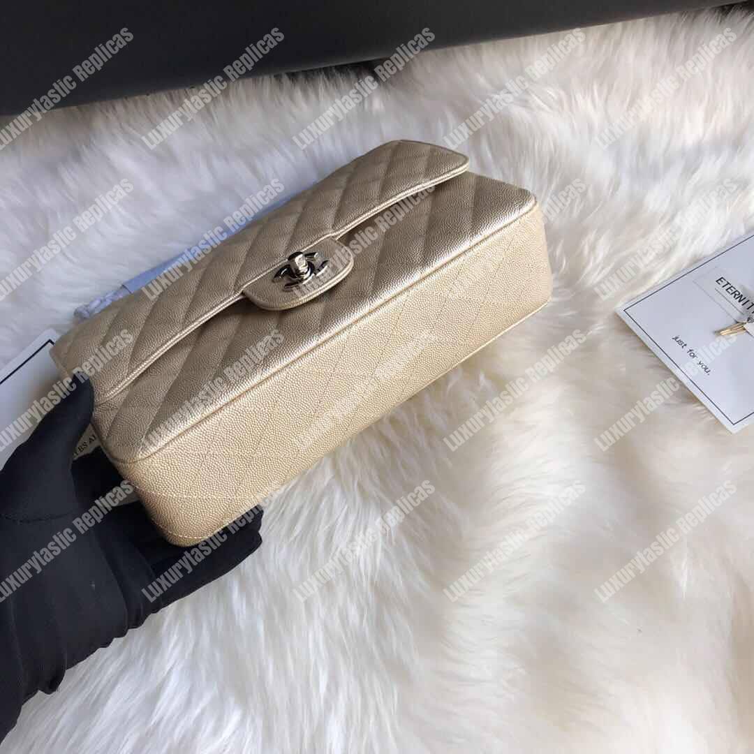 Ch*el medium classic flap bag iridescent beige