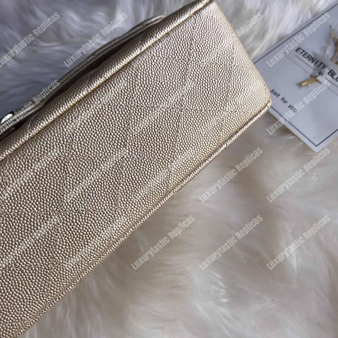 Ch*el medium classic flap bag iridescent beige