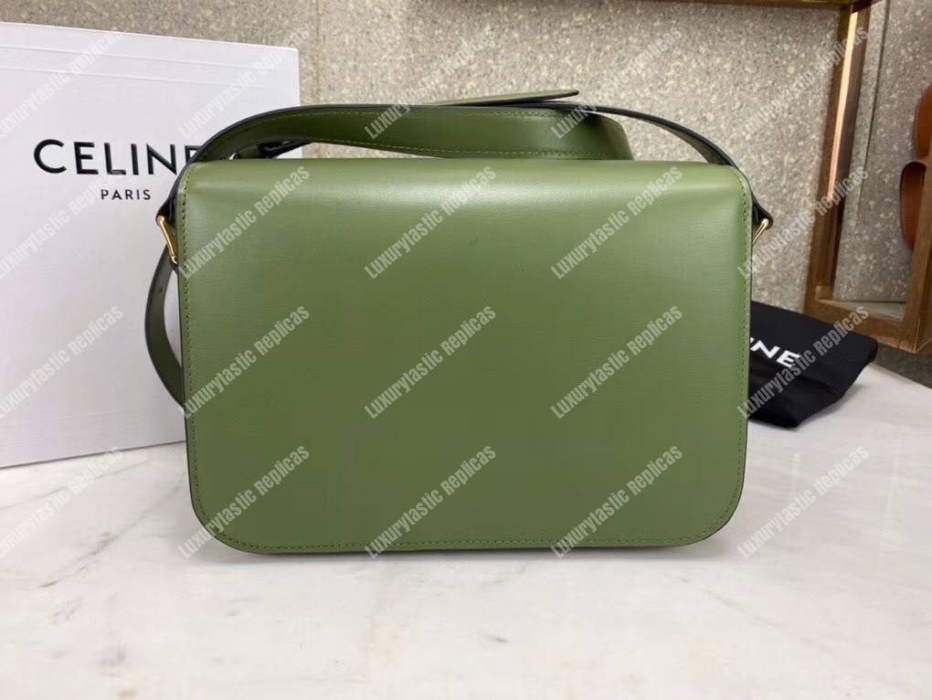 Ce**e medium triomphe bag in shiny calfskin light khaki