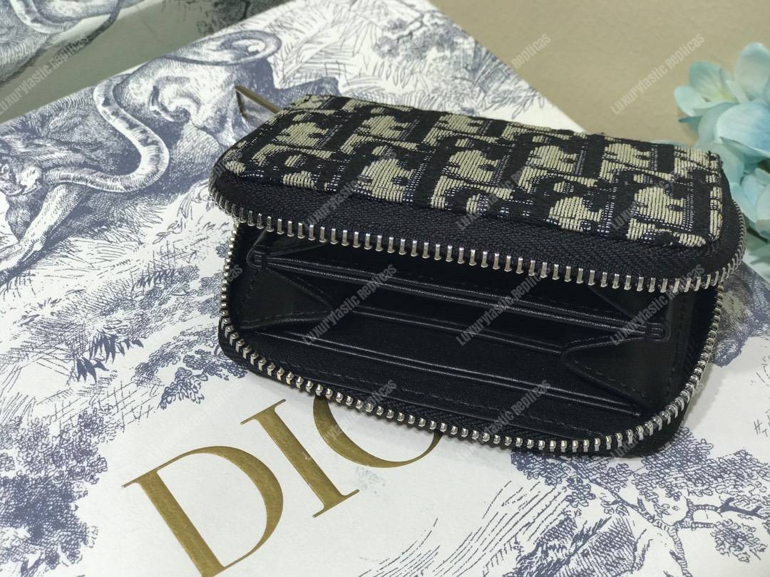 saddle D*or blue oblique wallet