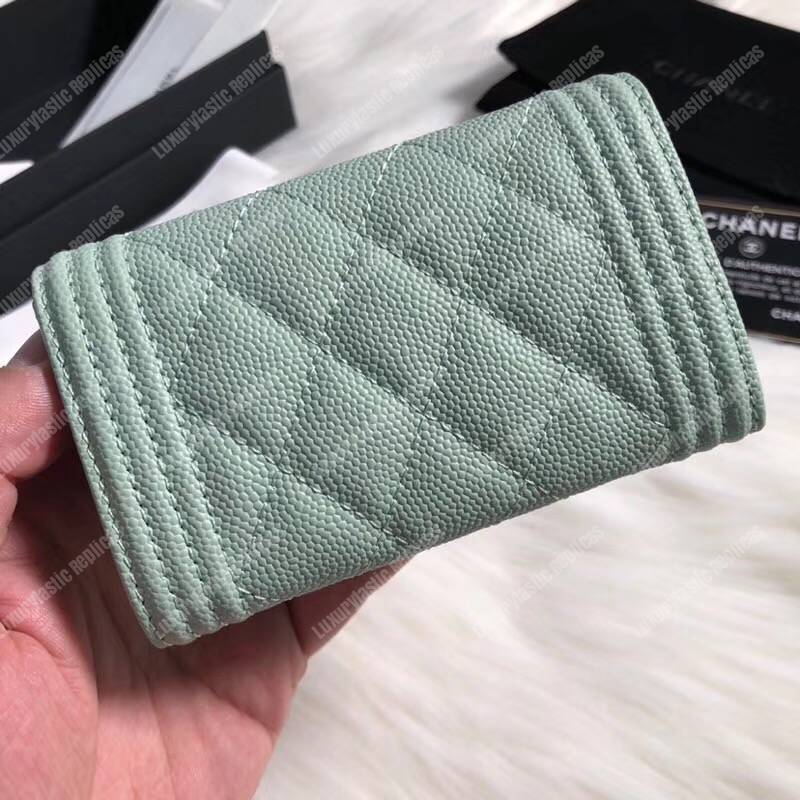 Ch*el boy small flap wallet light green