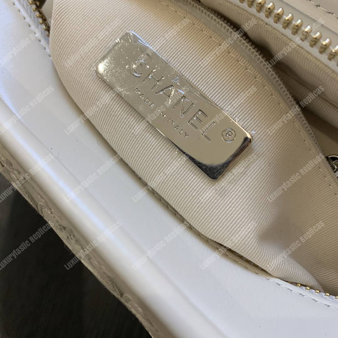 Ch*el gabrielle small hobo bag white