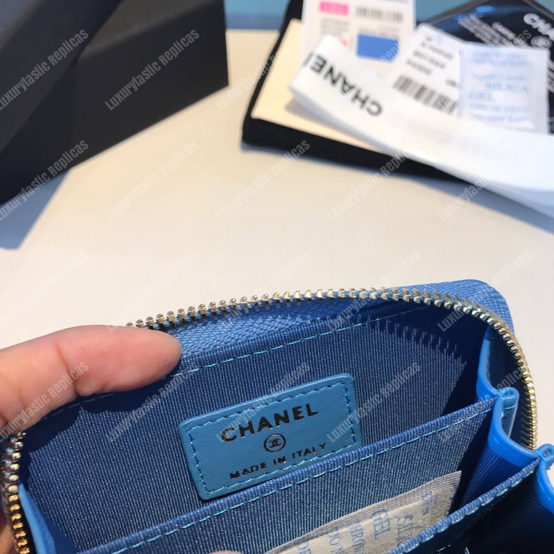 Ch*el 19 zipped coin purse blue