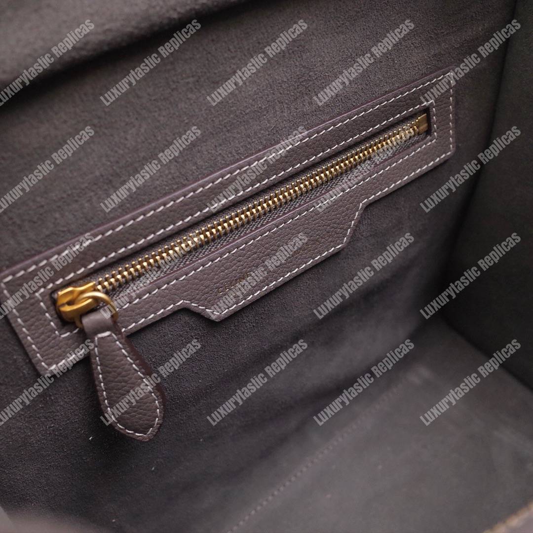 Micro Luggage Handbag In Drummed Calfskin Souris