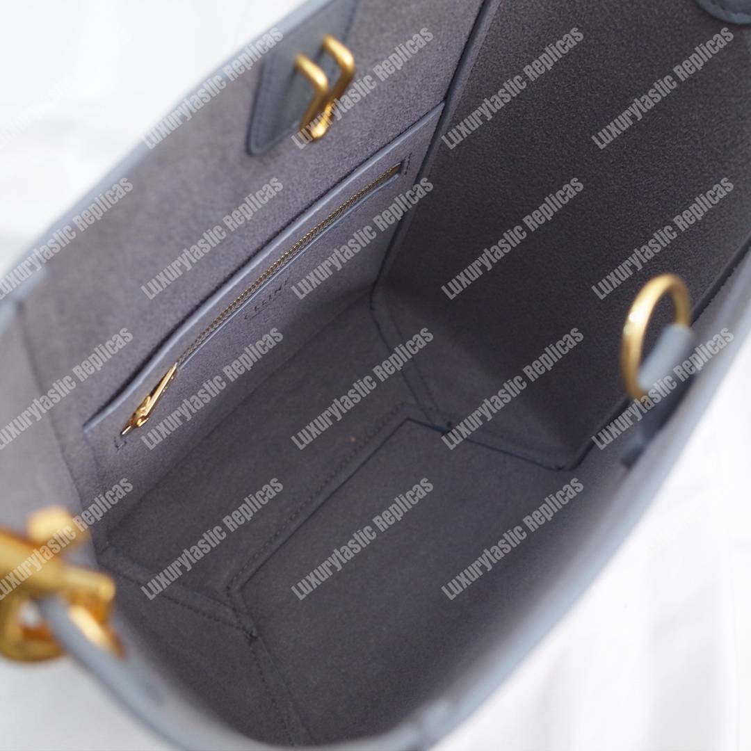 Ce**e sangle small bucket bag in soft grained calfskin cloud