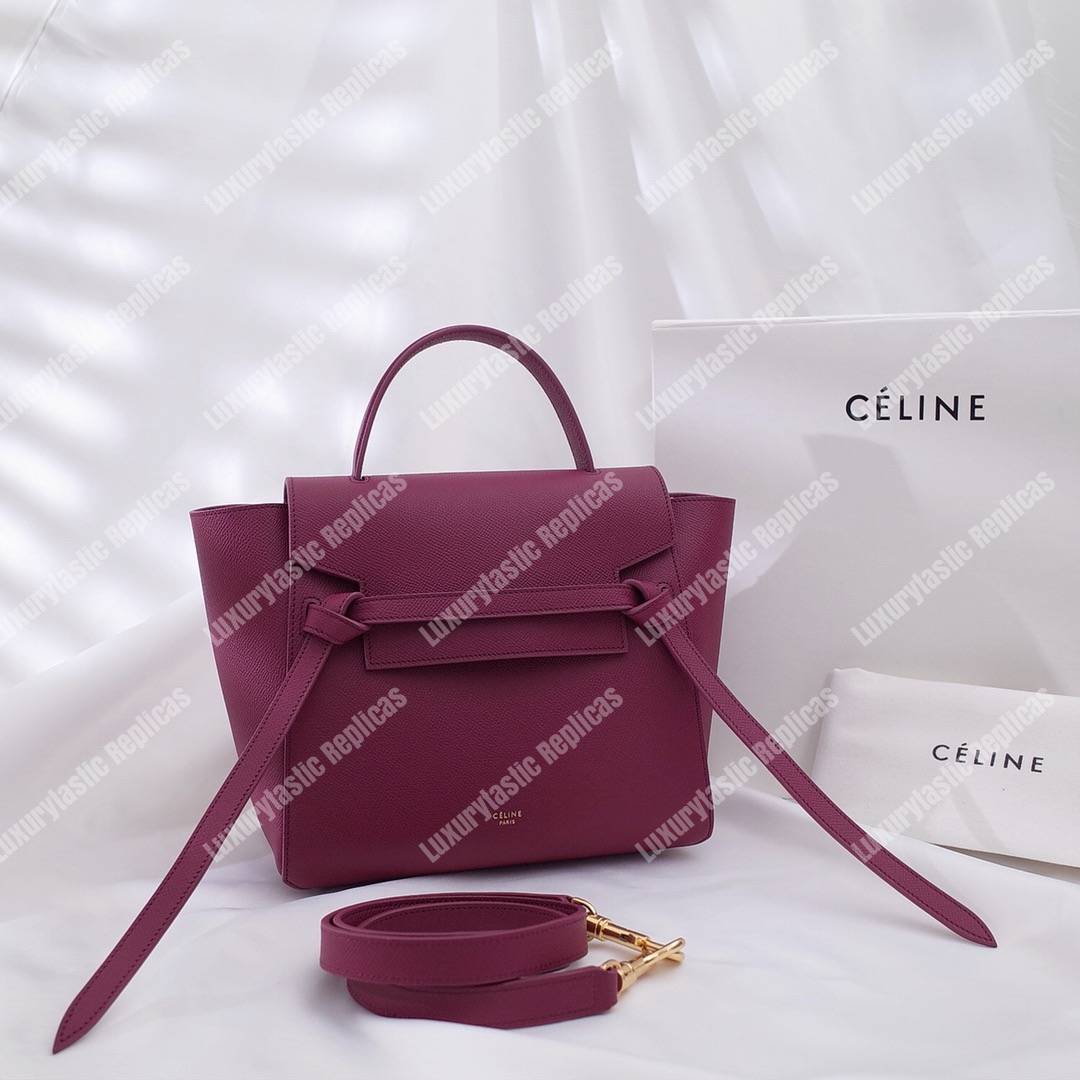 Ce**e nano belt bag in grained calfskin raspberry