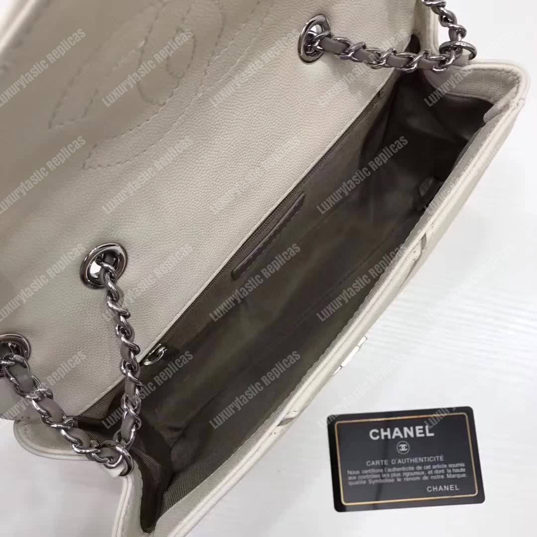 Ch*el medium flap bag white