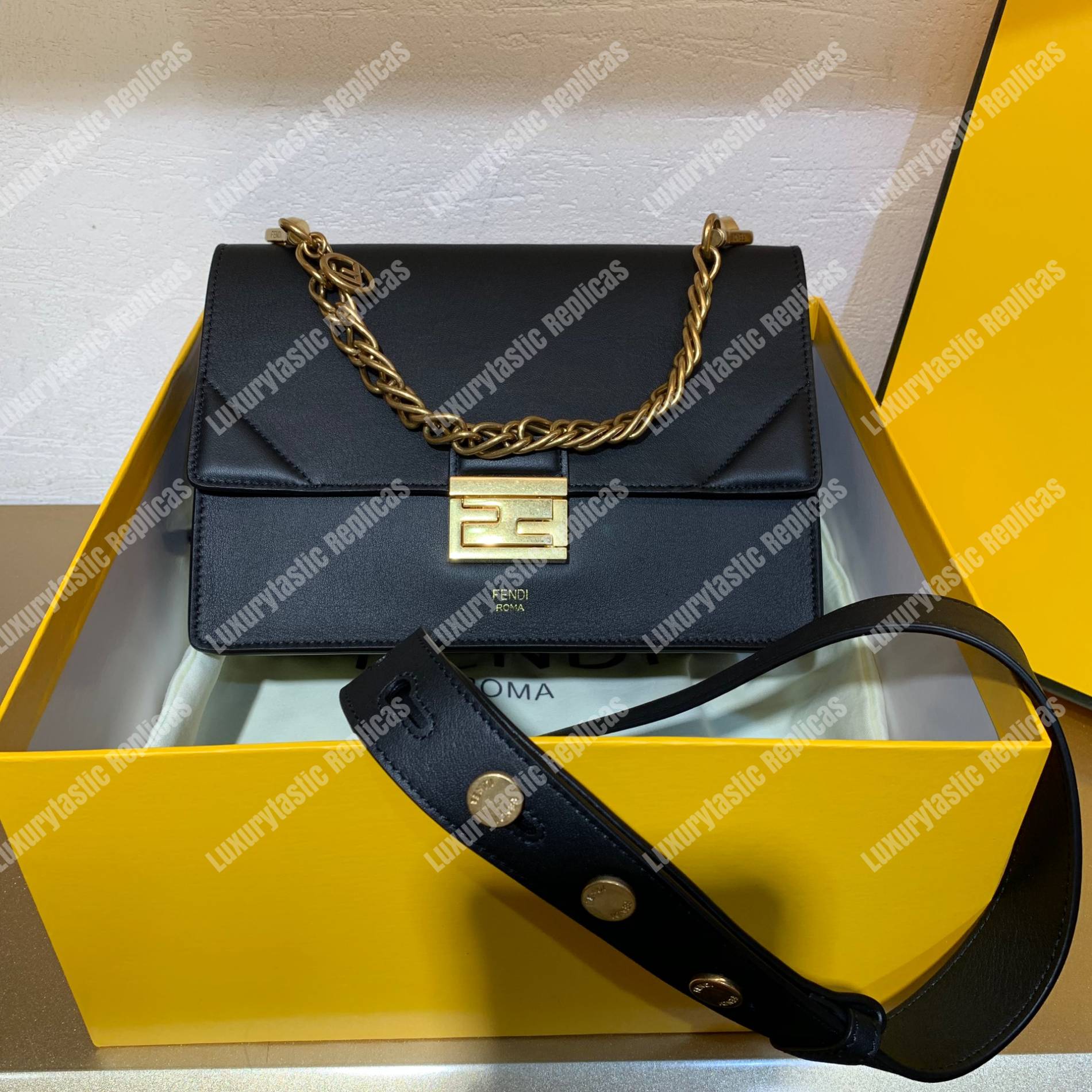 F**di kan u leather bag black