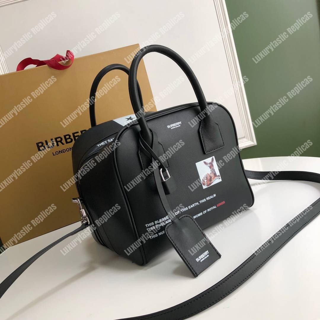 B**rry small montage print leather cube bag black