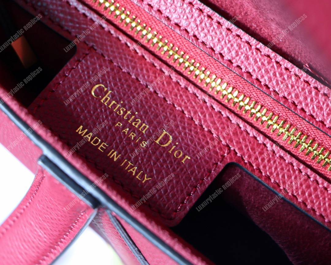 D*or saddle bag in red calfskin