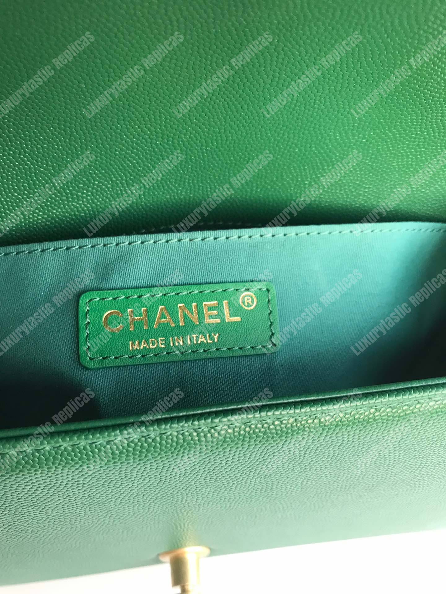 Ch*el boy medium handbag green