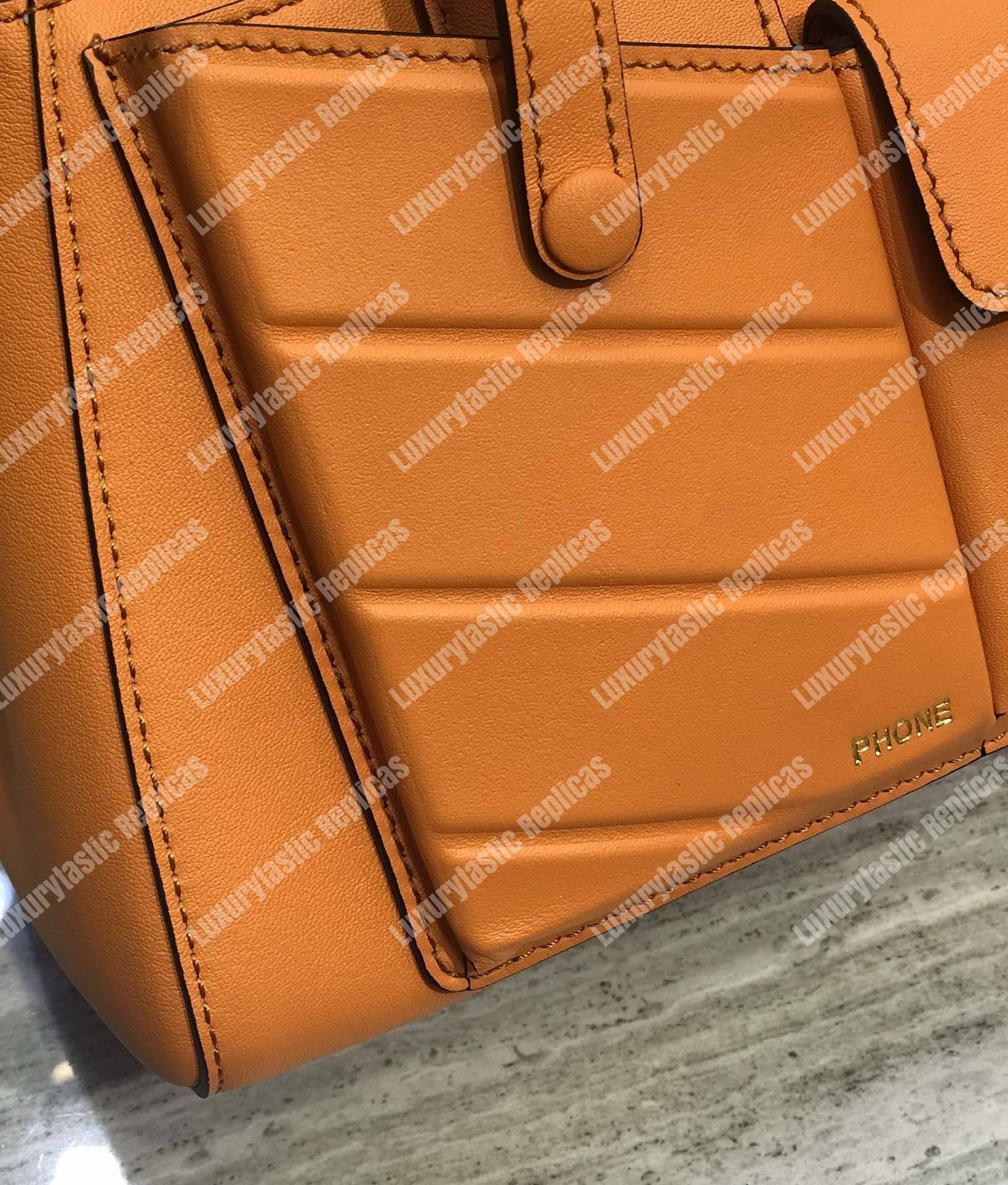 F**di peekaboo iconic mini orange leather bag