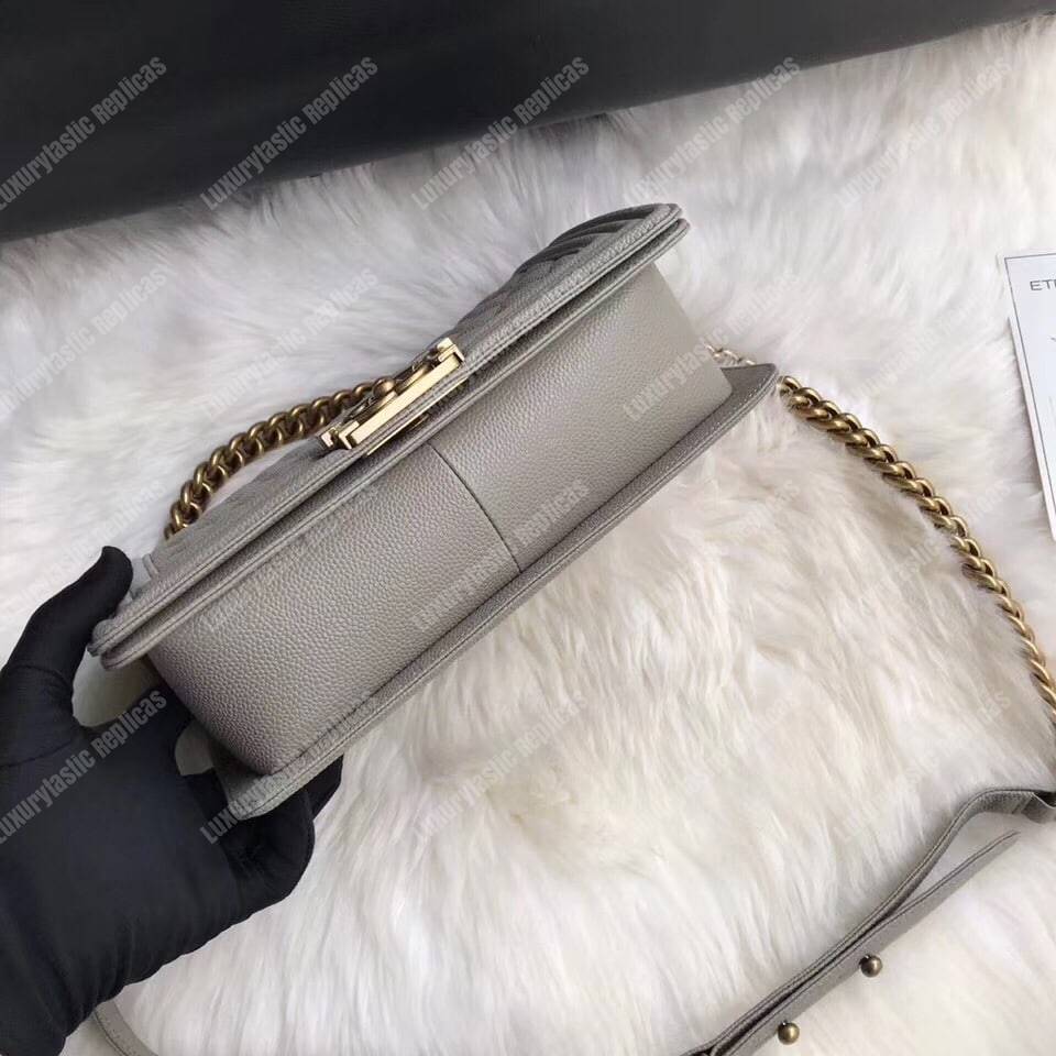 Ch*el boy medium handbag grey