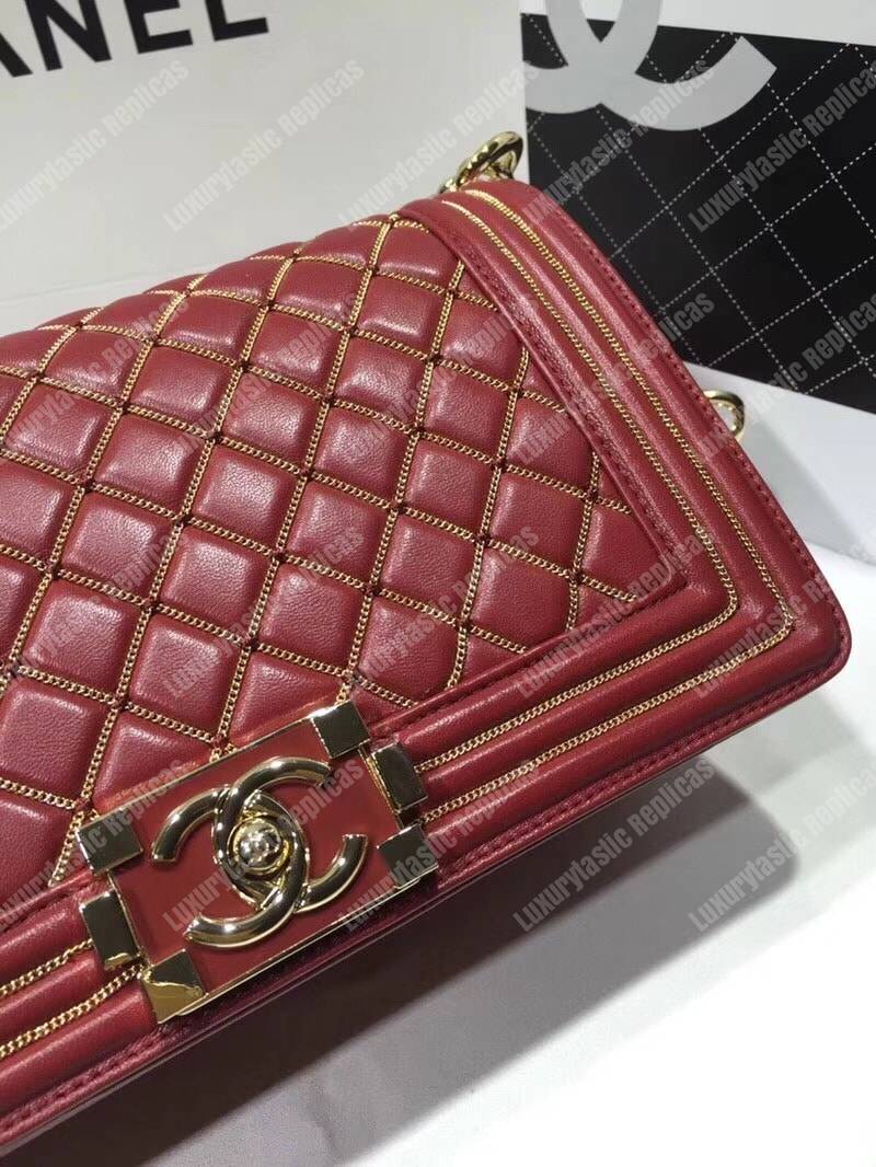 Ch*el boy handbag burgundy