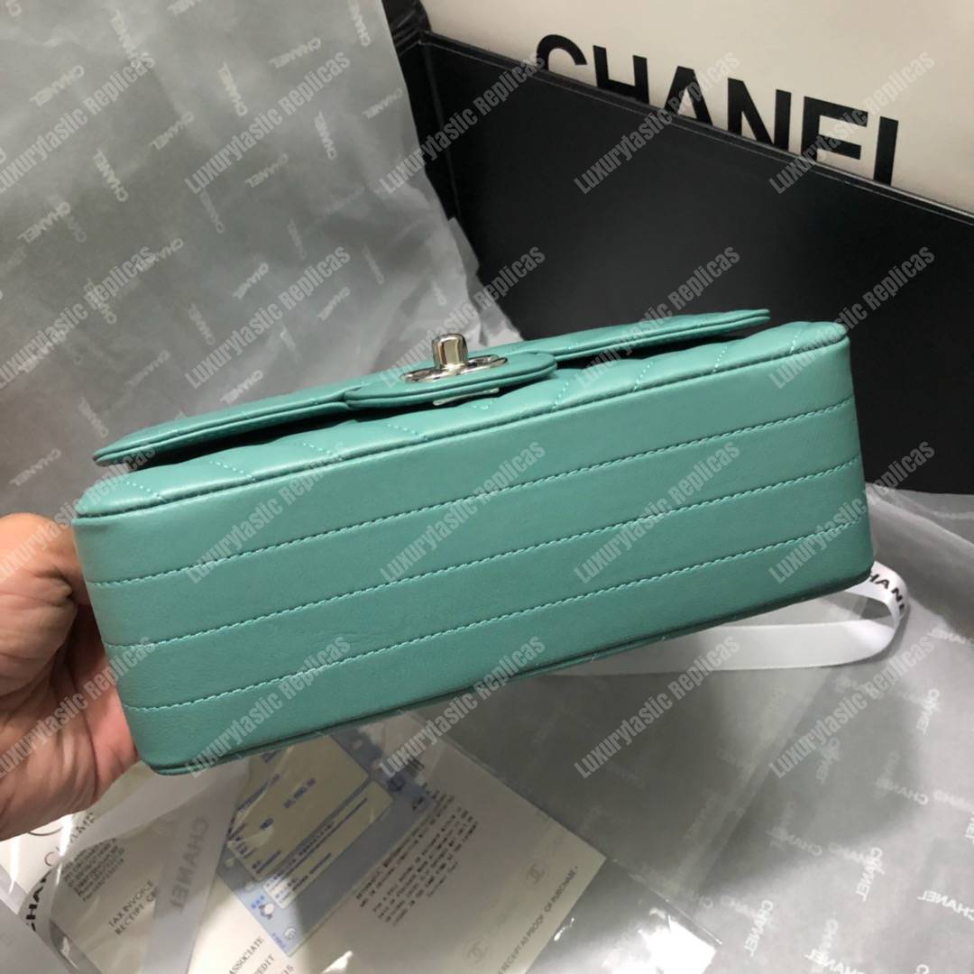 Ch*el mini flap bag light blue