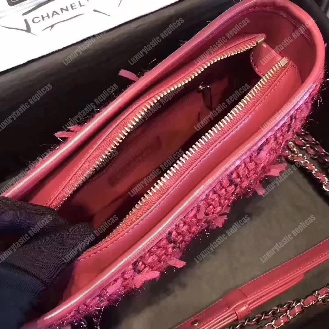 Ch*el medium tweed gabrielle hobo bag red