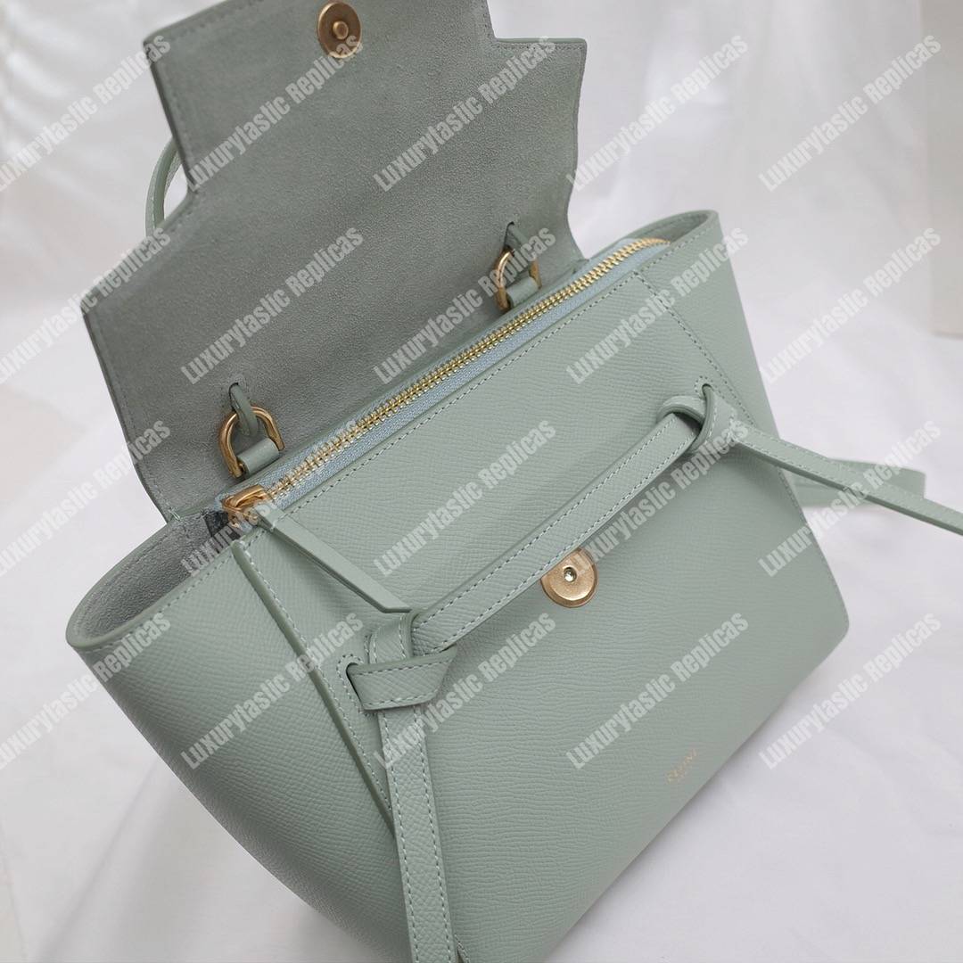 Ce**e nano belt bag in grained calfskin vert d’eau
