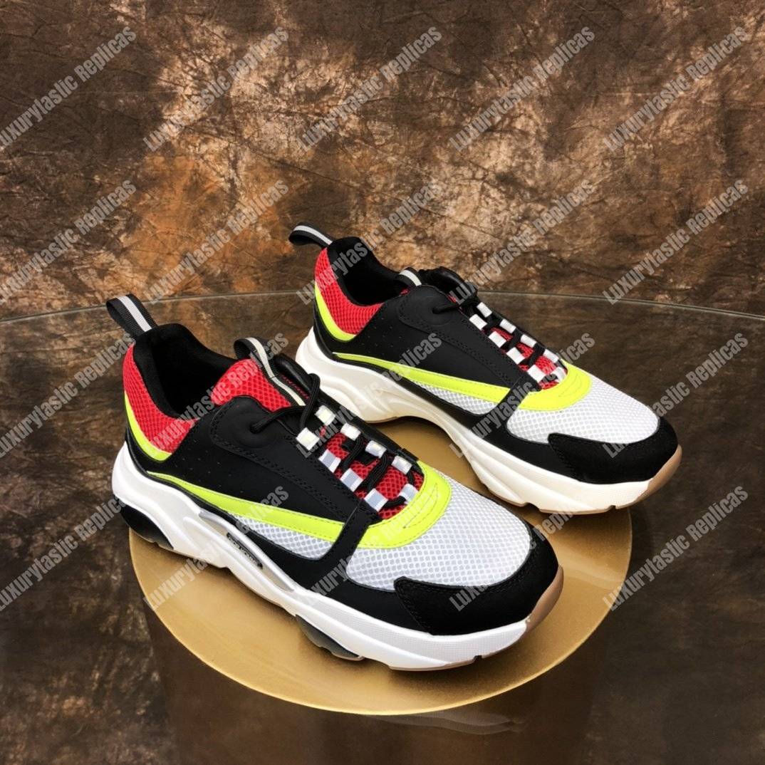 D*or b22 black, red and yellow canvas and calfskin sneaker